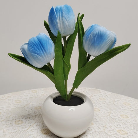 LED Tulip Flower Lamp – Soft Glow Bonsai Light in Ceramic Pot