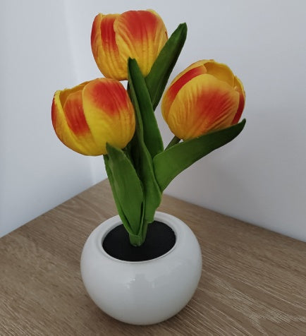LED Tulip Flower Lamp – Soft Glow Bonsai Light in Ceramic Pot
